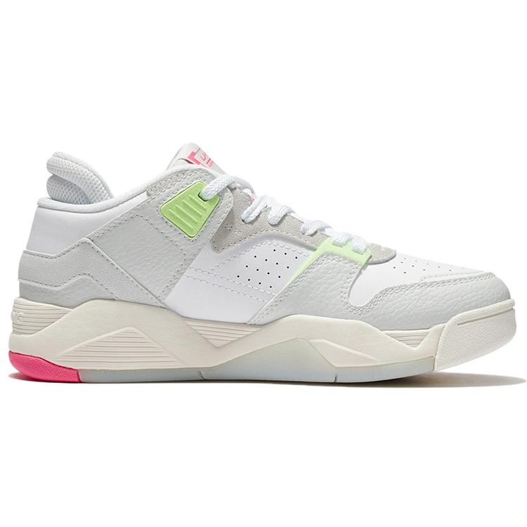 Li Ning Slip Resistant Abrasion Resistant Cushioning Low top Vintage Basketball Shoes Women's Gray Green Red AGBS032-3