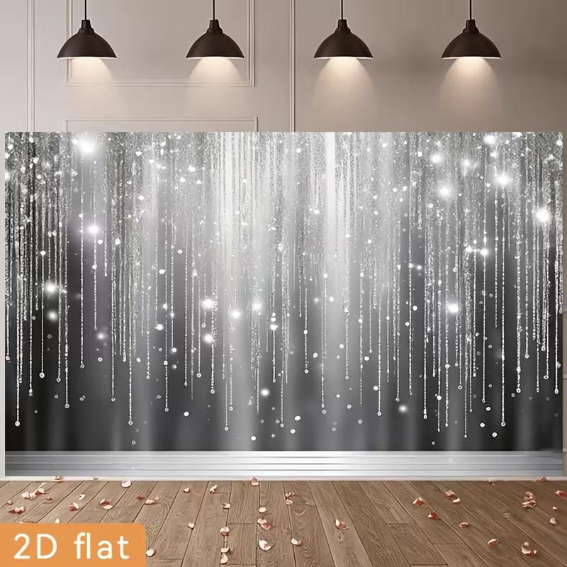 2D Silver Glitter Bokeh Curtain Backdrop for Studio Photography