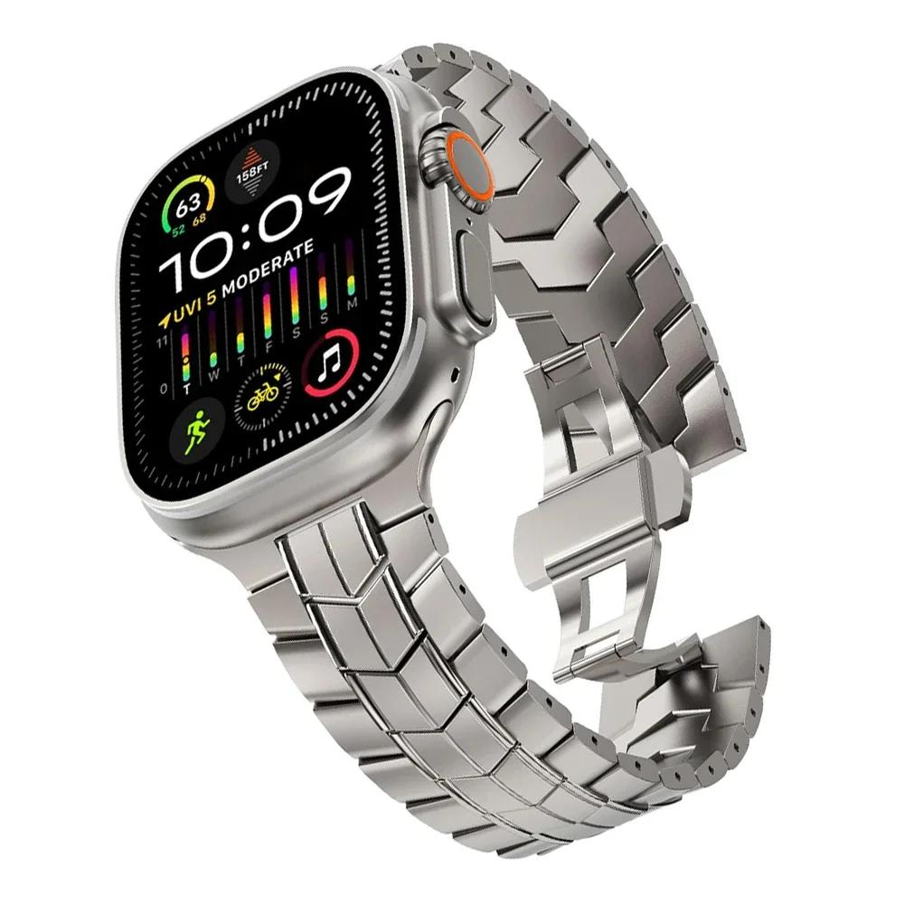 Titanium Band for Apple Watch Ultra 2 49mm Series 10 46mm 9 45mm 42 44mm Bracelet Correa Strap for iWatch 10 Ultra 8 7 6 5 4 Se