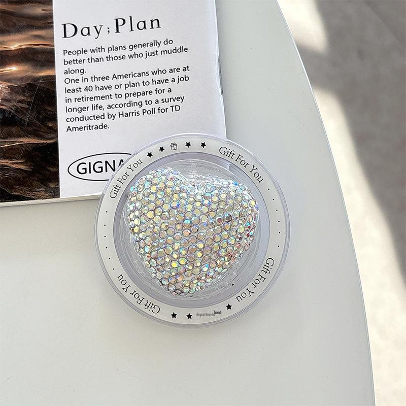 Colorful Rhinestone Heart Phone Holder: Magnetic Magsafe, Desktop Stand, Finger Ring, Portable Airbag.
