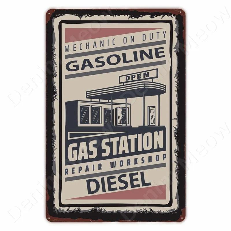 Vintage Metal Sign for Man Cave Garage, Classic Car, Gasoline Plaque Posters, Auto Repair Service, Tin Sign, Wall Decor