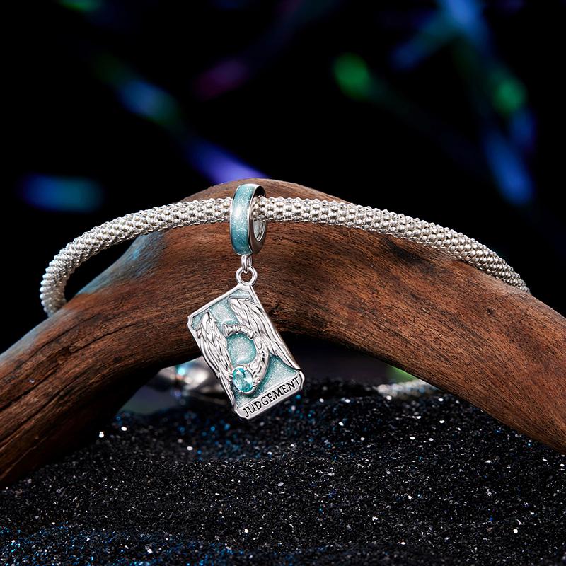 WOSTU 925 Silver Colorful Tarot Cards Charm Pendent Magic Star Moon Sun Lover Bead Fit DIY Bracelet Necklace Women Gift