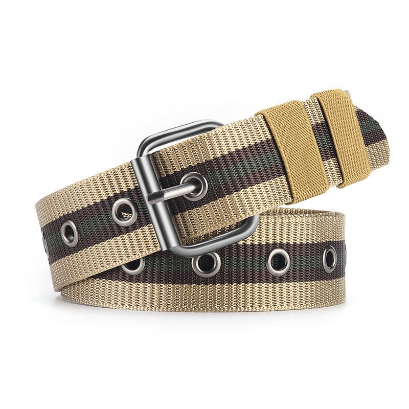 

Trendy Belt Canvas For Men And Women Featuring Sturdy Iron Buckle Ideal For Everyday Use Khaki Mix