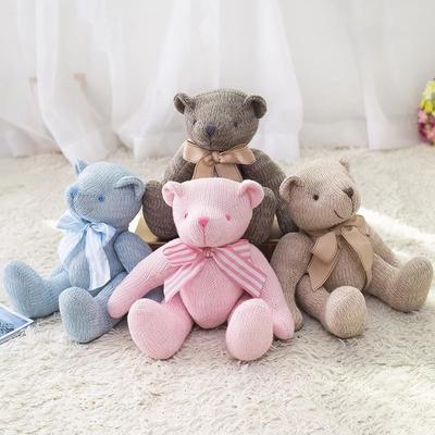 Knitted Teddy Bear Plush Toy - Creative Yarn Doll with Moveable Joints, Articulated Soft Cuddle Toy for Kids & Collectors
