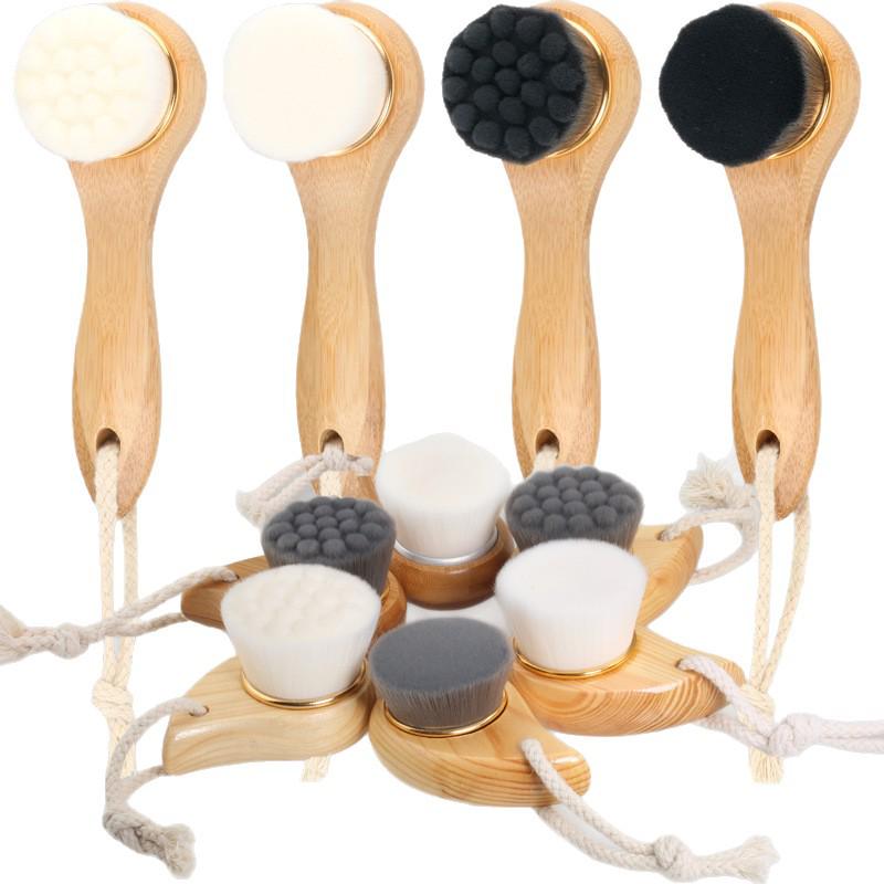 Raindrop Pine Wood Face Wash Brush - Soft Bristle Makeup Cleansing Tool