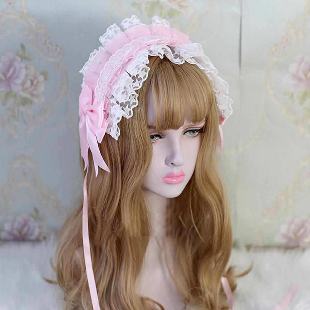 Lolita Maid Cosplay Hair Accessory Headband Japanese Star Lace Ribbon Headdress