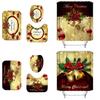 Luxurious Christmas Shower Curtain Toilet Seat Cover Mat Set For Festive Bathroom Decor
