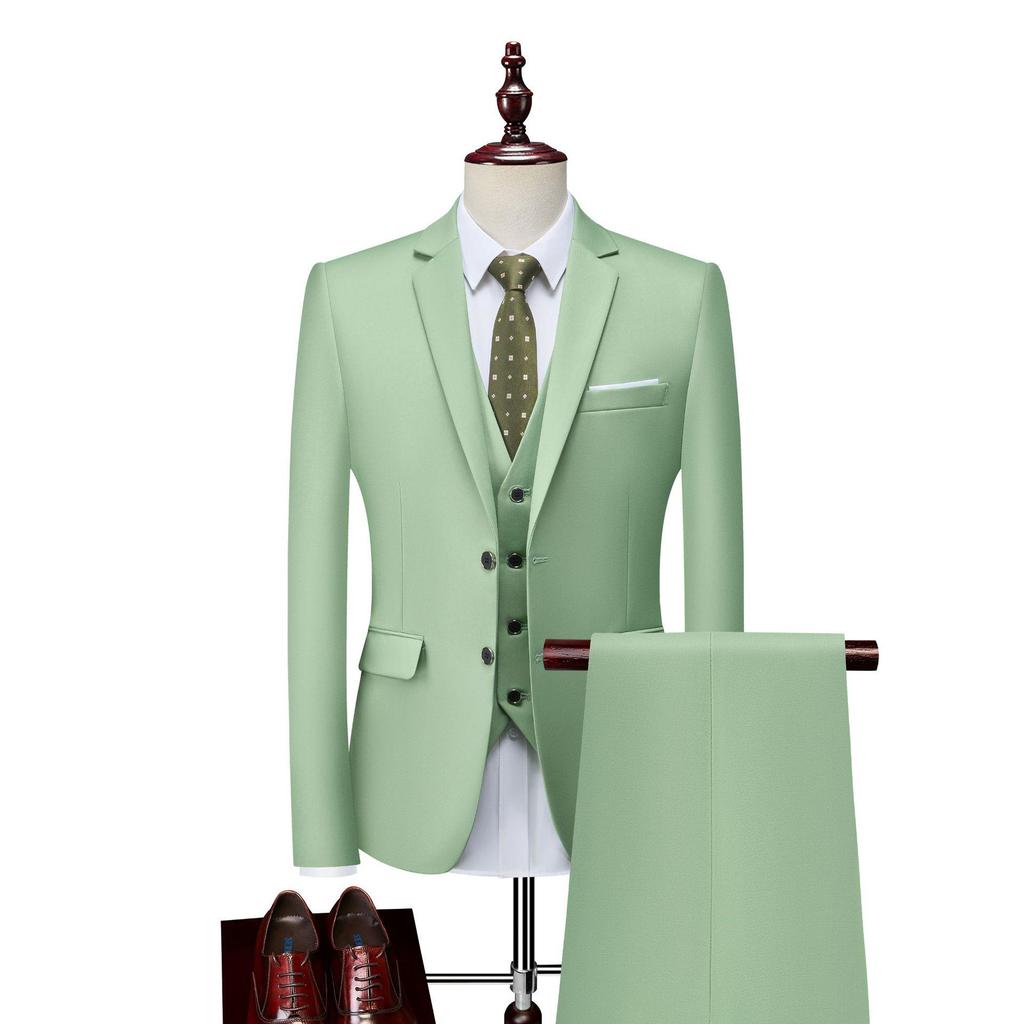 2024 Men's Slim Fit Korean Style Wedding Tuxedo - Two-Button Business Casual Suit Set