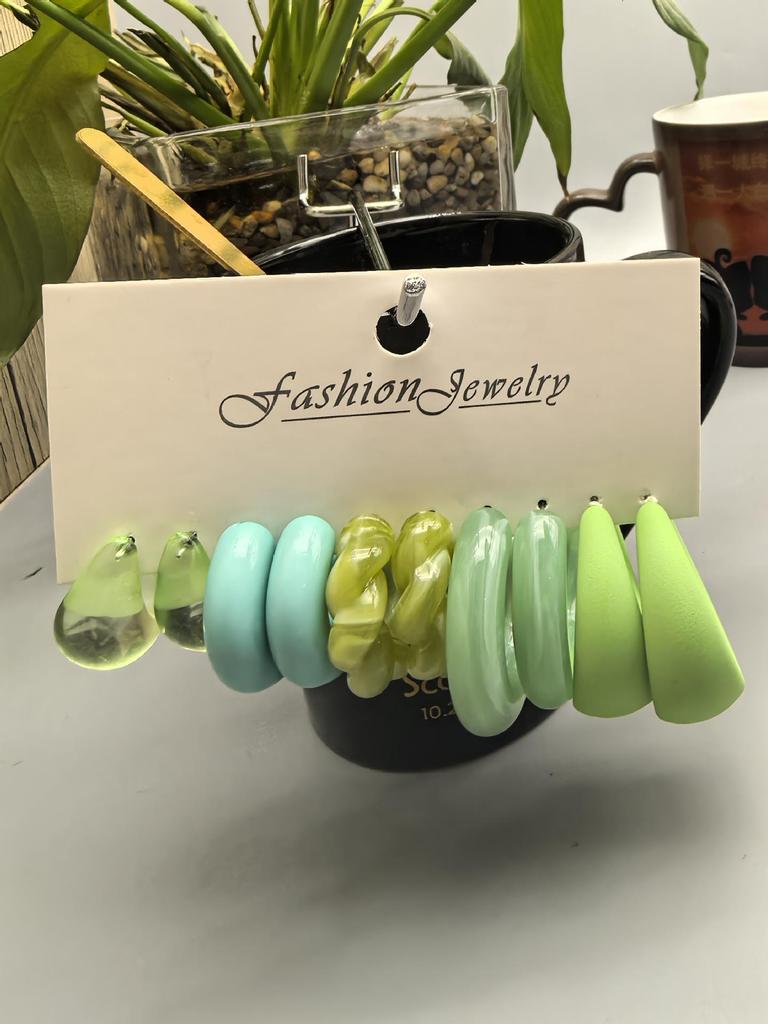 European and American Geometric Metal Hoop Earrings Set