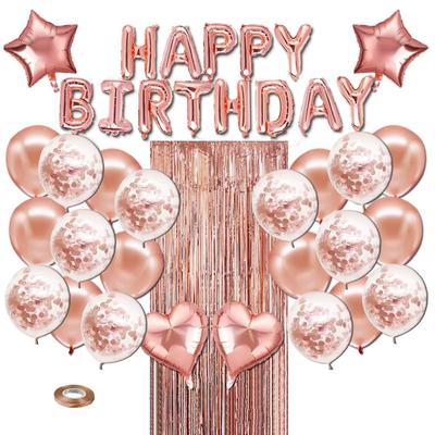 27pcs/set Birthday Decoration Sets Letter Happy Birthday Balloon Rain Silk Curtain Baby Shower Birthday Party Decor Balloons