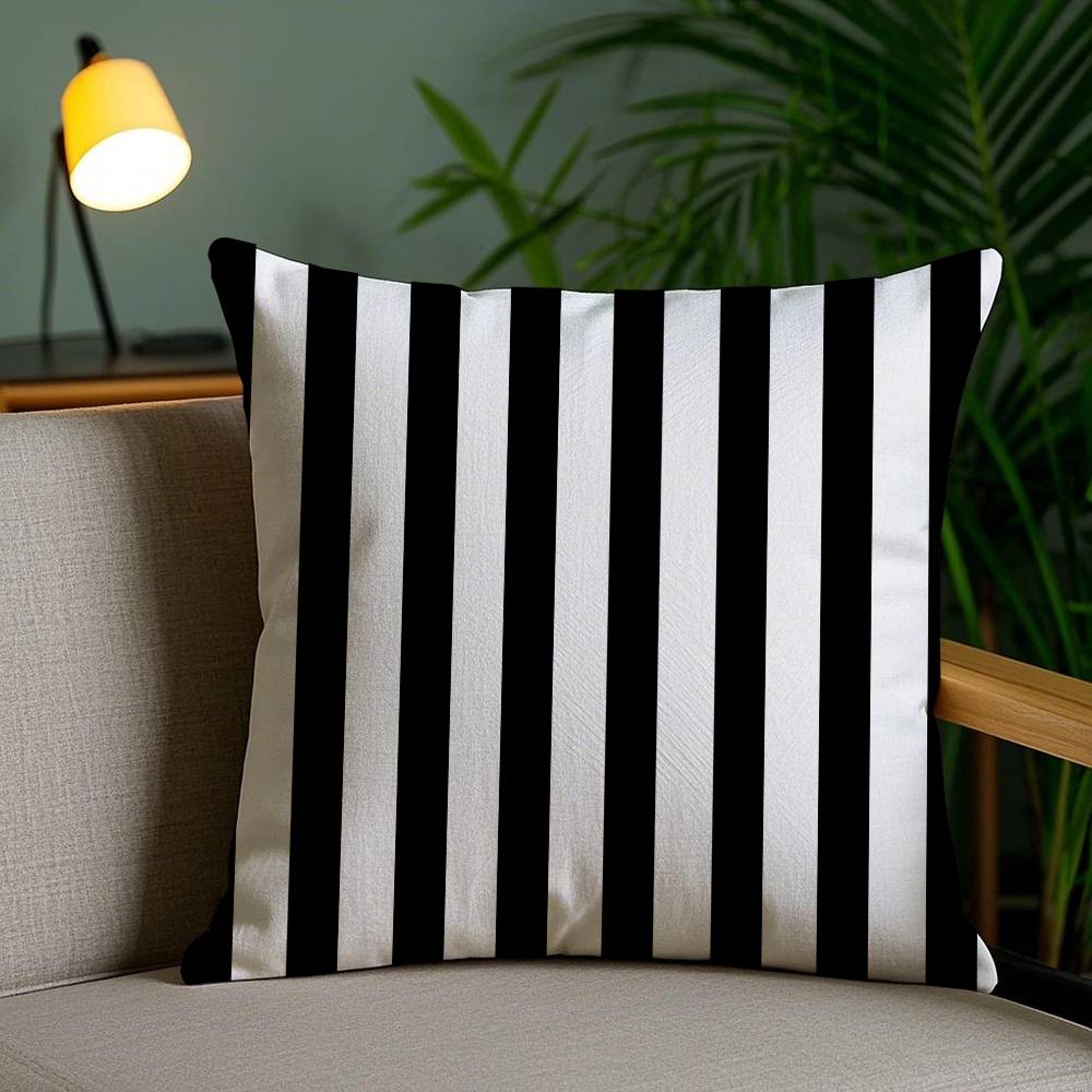 Black and White Striped Geometric Rectangle Pillow Case Anti-dustmite Pillowcase Invisible zipper silky short plush Sofa