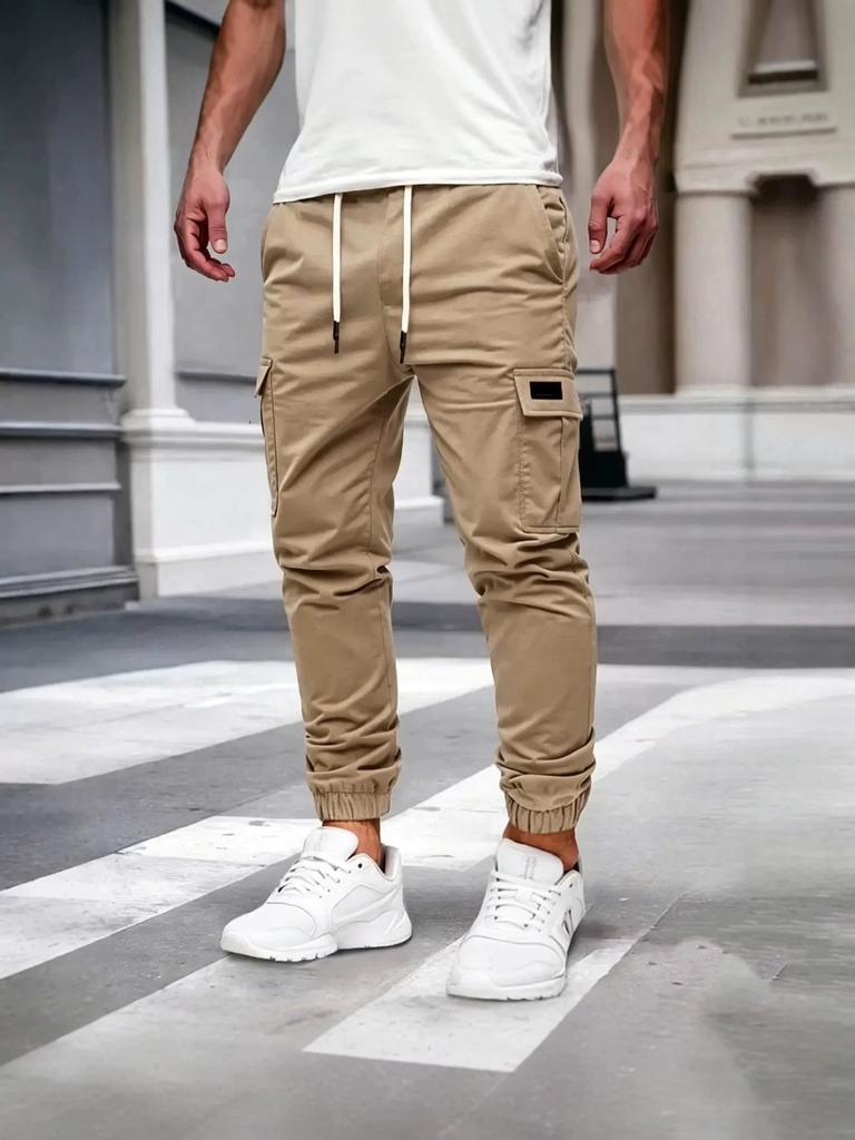European size new men's casual multi-pocket slim-fit tooling trousers trendy casual versatile casual trousers