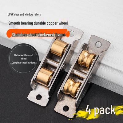 Top Valley Double Groove Stainless Steel Copper Wheel UPVC Window & Door Sliding Pulley Roller 8088