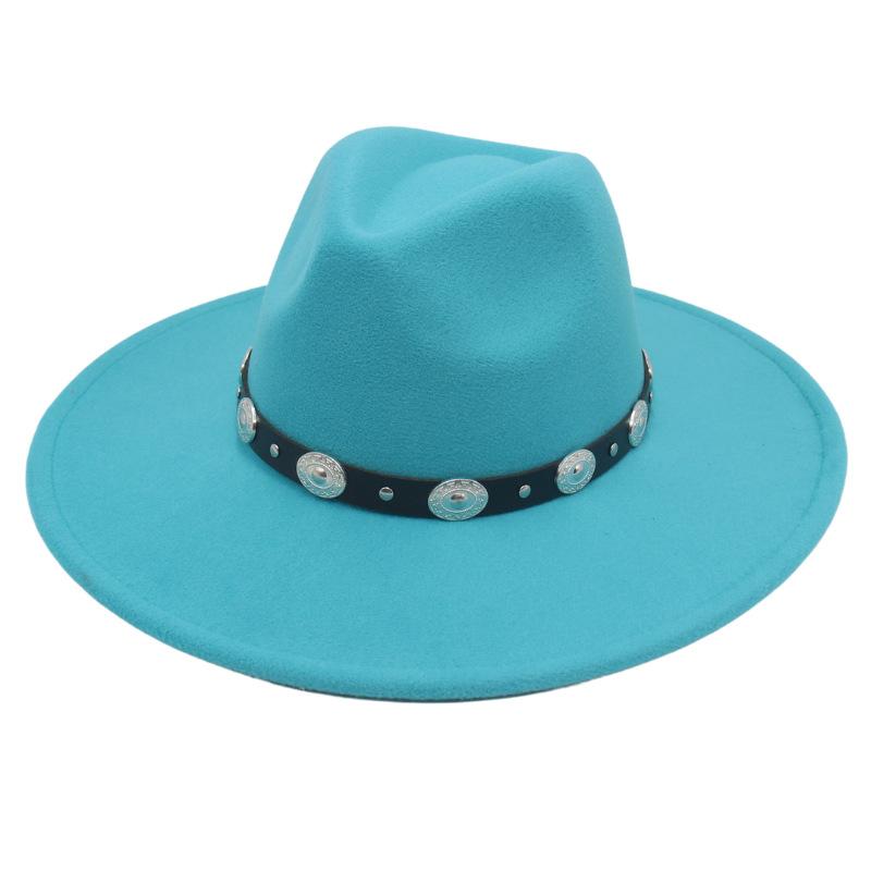 Plus Edge Felt Top Hat Jazz Hat Gentleman Ladies Wind Metal Sheet Hat