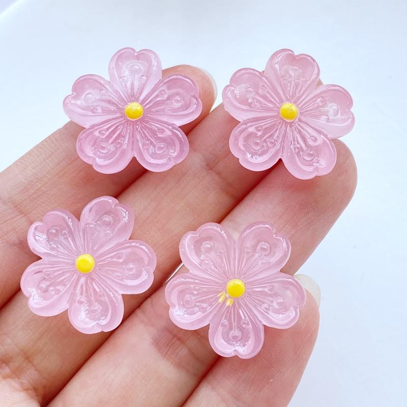 10Pcs New Cute 20mm Resin Mini Cherry Blossoms Flat Back Cabochon Scrapbook Kawaii DIY Embellishments Accessories