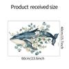 Cartoon Hand-Painted Whale Flower Leaf Wall Sticker Self-Adhesive for Bedroom Living Room Wall Decoration