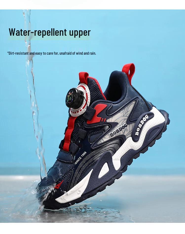 Babudou Boys' 2026 Waterproof Leather Sports Shoes for Autumn/Winter