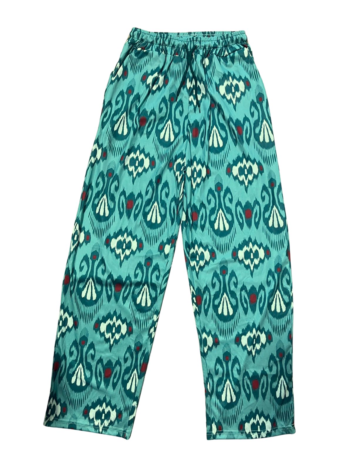 

and pants set with ethnic print and wide fit for for women [andrei] 2-piece T-shirt summer, resort, casual, travel, versatile, (green, XXL) зелений