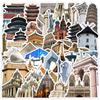 50 Landmark Building Graffiti Stickers Creative Building Stickers Water Cup Computer Mobile Phone Waterproof Decorative Stickers
