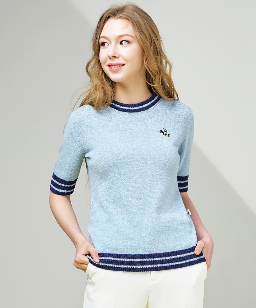MARINADE Casual Cropped Color Block Short Sleeve Knit S/B - 5 Colors