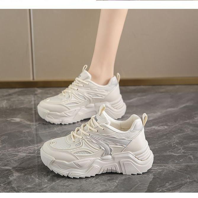 Dad Shoes Women's Spring and Autumn New Student Edition Platform Sneakers Single Shoes Breathable Versatile Height Increasing Casual Sneakers Women