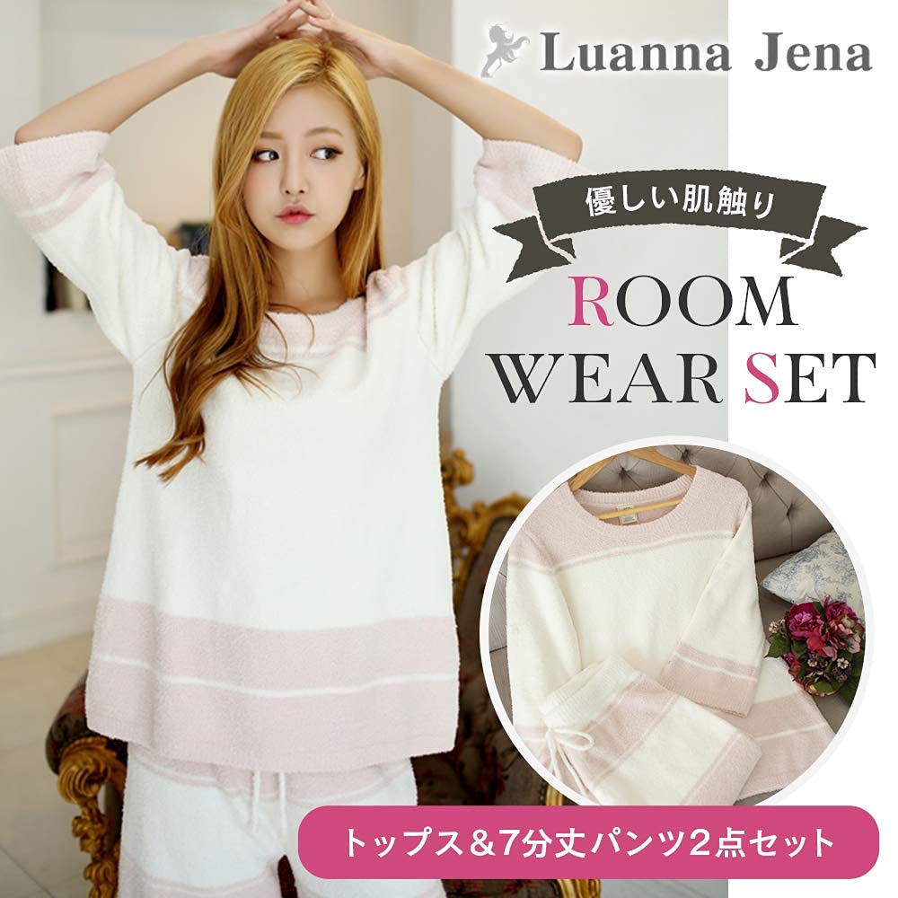 Luanna Jena Pajama Set Length QW602 Women's (Top & 3/4 Pants) (Pink)