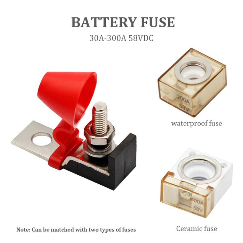 M8 Terminal Mount Fuse Block Kit 30A-300A 58V Ring Fuse Marine Battery Terminal Holder Ignition Protection For Boat Truck Rv