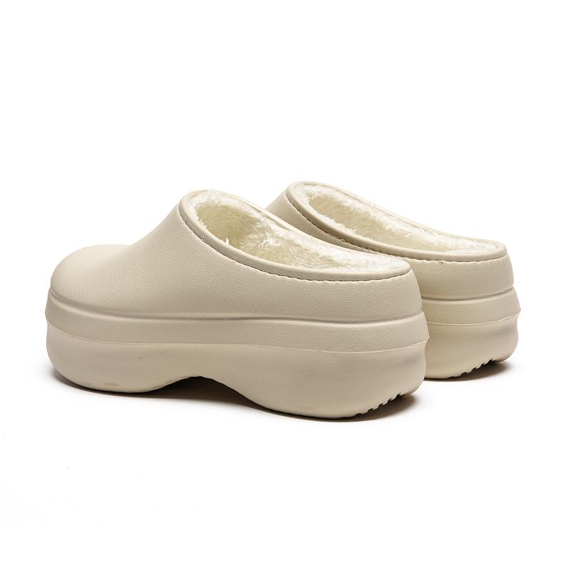 Men's Thick-Soled Cotton Slippers, 2025 Winter Collection - Waterproof, Non-Slip, Height-Enhancing, Plus Velvet, Toe-Covering Design