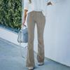 Dame Corduroy Flare Bukser Elastisk midje Bell Bottom Bukser