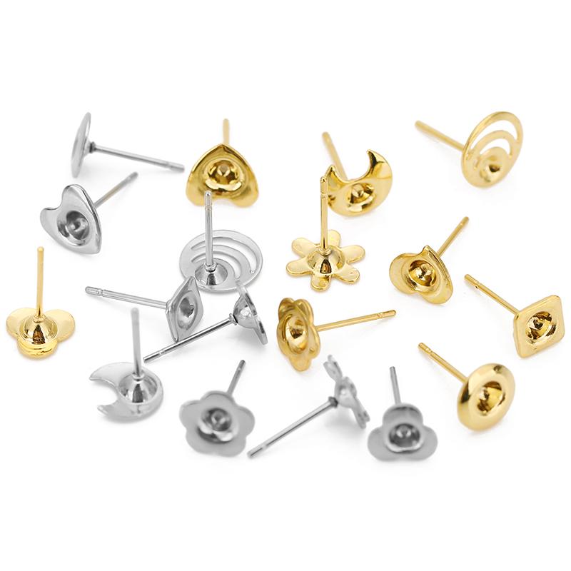 20pcs 3.5mm Stainless Steel Earrings Base Cabochon Settings Bulk Anti Allergy Earring Hooks For Jewelry Making Supplies Findings