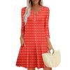 Women's Summer Dress Loose V Neck Three-quarter Sleeve Sundress With Pockets Dress