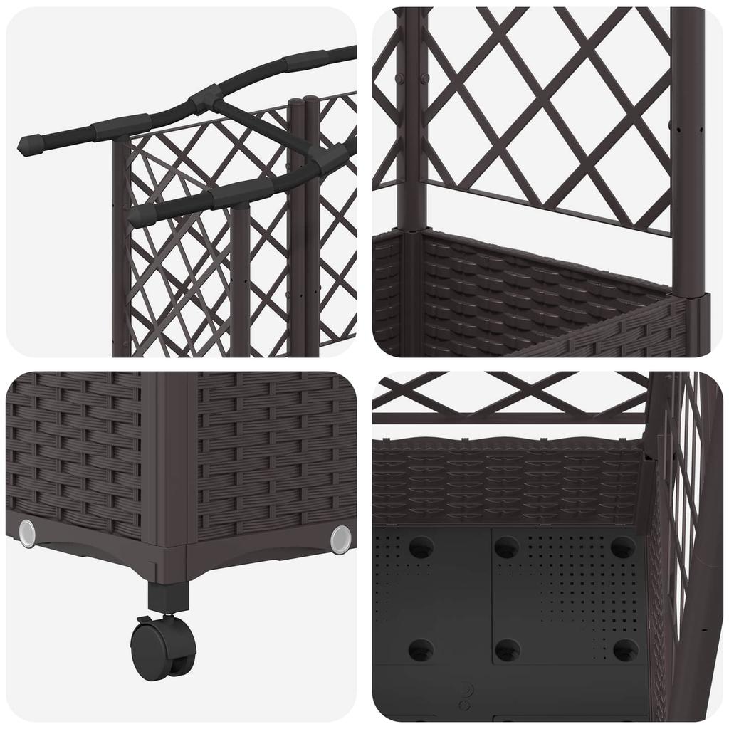 Raised Garden Bed with Trellis and Roof Brown 124 X 40 X 129 Cm PP