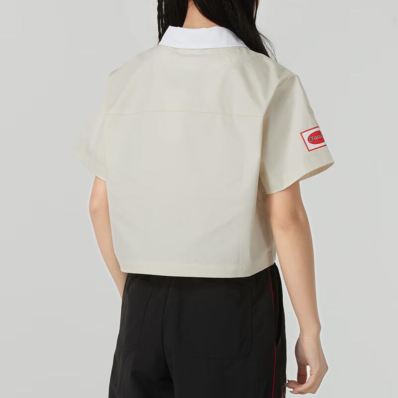 Puma Logo Sports Casual Breathable Short Sleeve Shirt Women shirts Beige 633645-87
