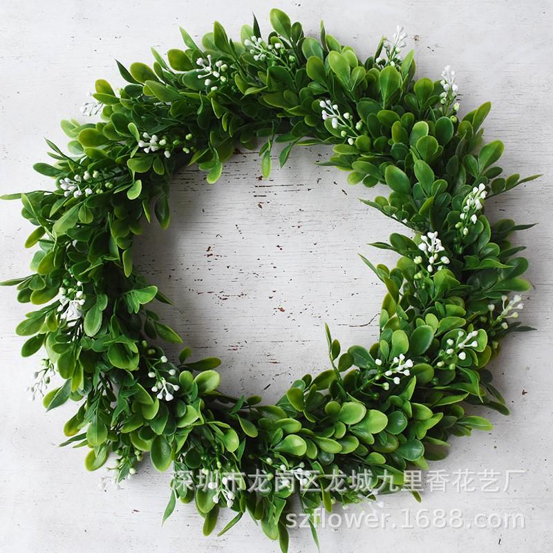 Large Artificial Grass Wreath Door Decor Wedding Party Home Decoration Handmade Plastic Floral Ring