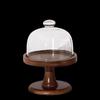 Walnut High-footed Wooden Cake Tray with Glass Lid
