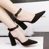 Women Cute Pointed Toe Pink Suede Buckle Strap High Heel Shoes Lady Casual Grey Comfort Spring Office Heel Pumps Ab671