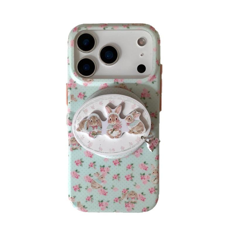 Magnetic Floral Rabbit Bracket for iPhone 17/16 Pro Max/15 Pro Case