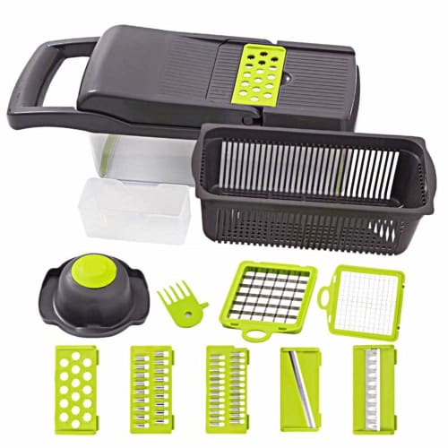 BLBO Onion Chopper, Vegetable Cutter, Multifunctional Mandoline Slicer, Dicer with Draining Basket and Container