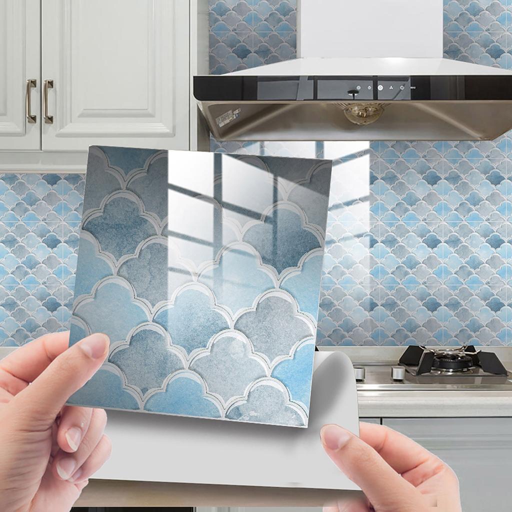 10pcs Lotus Crystal Film Mosaic Tile Wall Sticker Self Adhesive 3d Art Decals For Kitchen Bathroom Fashion Wall Sticker