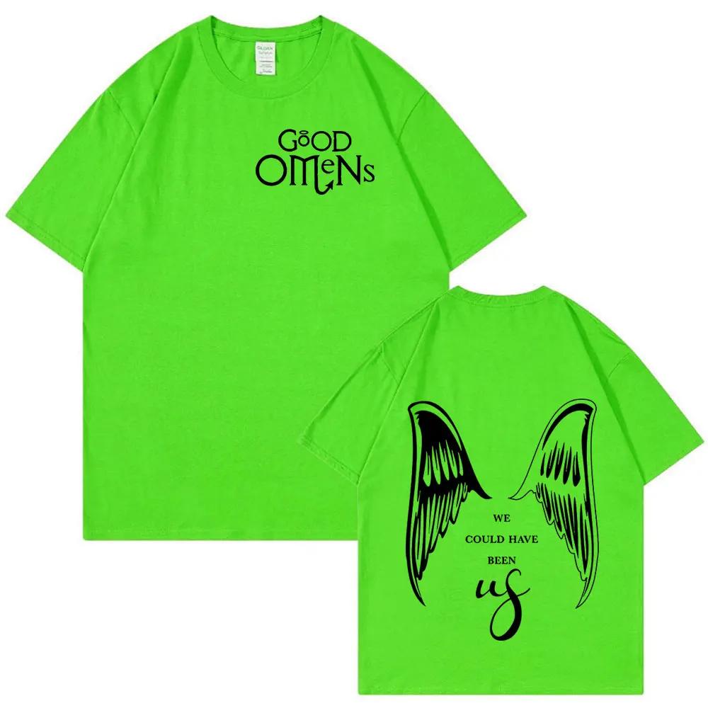 Благие Знамения Мы Могли Бы Быть Нами Футболки Мужские Женские Мода Винтажные Футболки Летние 100% Хлопок Футболка с Коротким Рукавом Уличный Стиль M