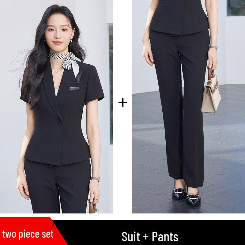 Women's Summer Short-Sleeve Professional Suit Set for Formal Occasions – High-End Skirt Set for Commuting and Beauty Industry Workwear