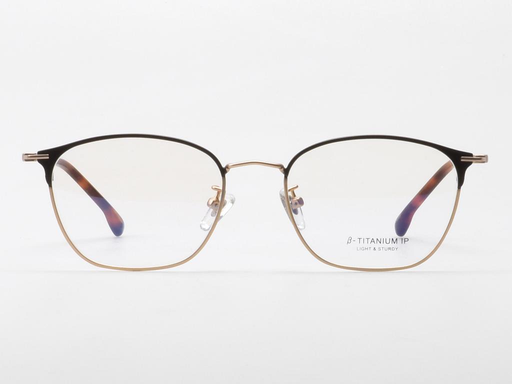 Alloaiweeo [Aloxrounz] Ar8014A C2 Half Two-Tone Black & Gold Beta Titanium Square Glasses