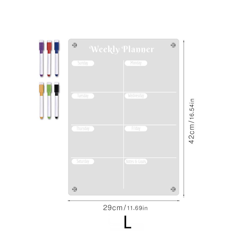 6 Markers Acrylic Erase Boards Clear Planning Note Board Premium Monthly Calendar Memo  School