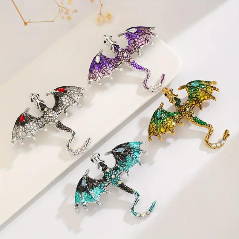 1PC Jewelry Gorgeous Brooch Gift Dragon Design Shining Pin Luxury Rhinestones Fashion Clothing Accessories Cool Multicolor
