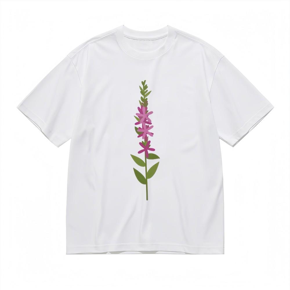 

Men s Soft Comfortable Classic T-Shirt Minimalist Pink Flower 100% Cotton Tee S