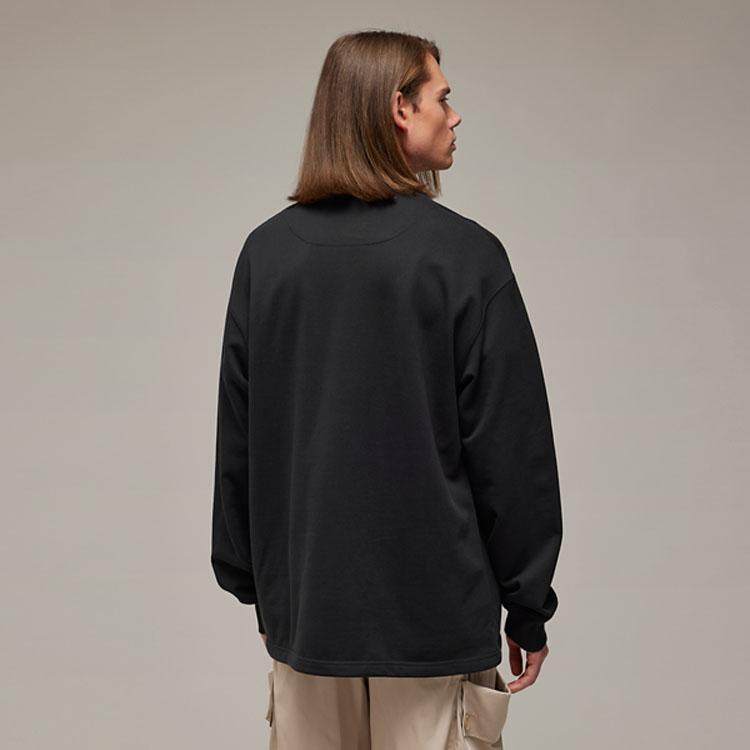 Y-3 Solid Color Crew Neck Pullover Long Sleeve Sweatshirt Unisex Sweatshirt Black IR7113