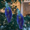 2PCS Simulation Peacock Bird Statue Glitter Clip On Artificial Feathered Peacock with Long Tail for Xmas Tree Holiday