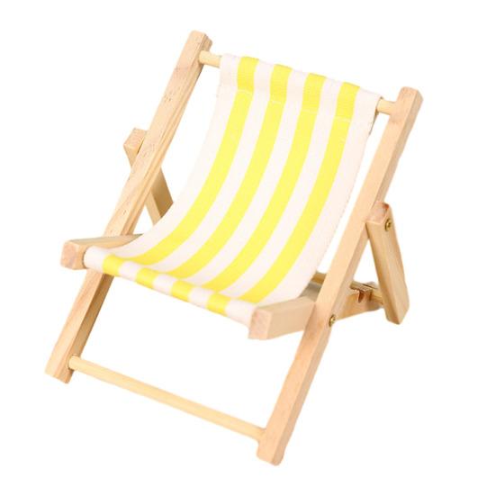 Phone Stand Solid Wood Canvas Construction Mini Lounge Chair Design Multi-Angle Adjustable Phone Holder Desktop Ornament