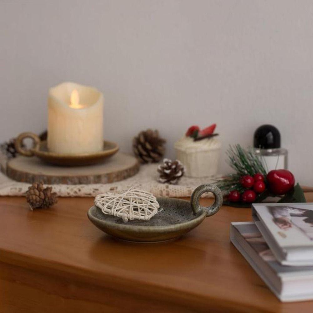 Round Ceramic Candle Plate Retro Style Candle Holder Creative Candlelight Stand  Anniversary