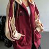 Herbst- und Wintermode: Retro-Stil Patchwork, kontrastierendes, locker sitzendes Kapuzensweatshirt